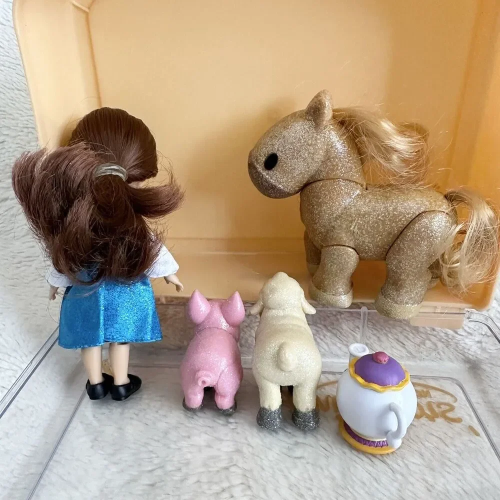 Disney Animator 5” Doll Carry Case Belle Beauty And The Beast Incomplete Animals